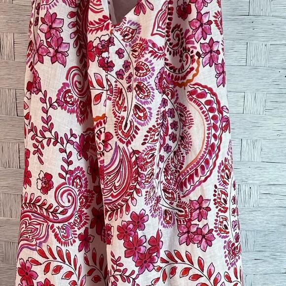 Johnny Was White Red sleeveles dress linen Bahamian cotton lining hippie coastal - Picture 6 of 11